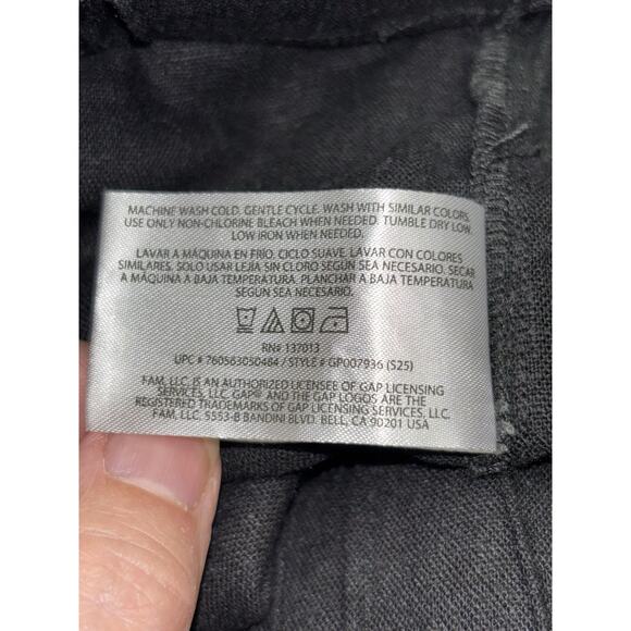 Gap NWT Black Linen-Blend WideLeg Trouser Pants Womens XL Elastic Drawstring Wst - Picture 10 of 13